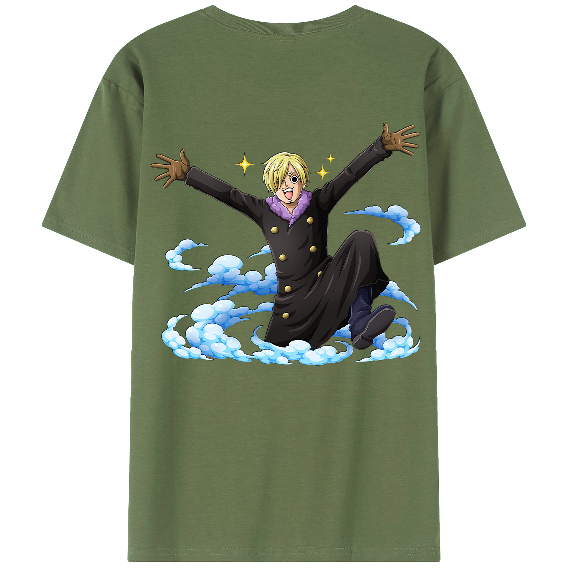 （画像用） ワンピース サンジ ONE PIECE Sanji 綿100％ メンズ半袖Tシャツ（バックプリント） 通気性